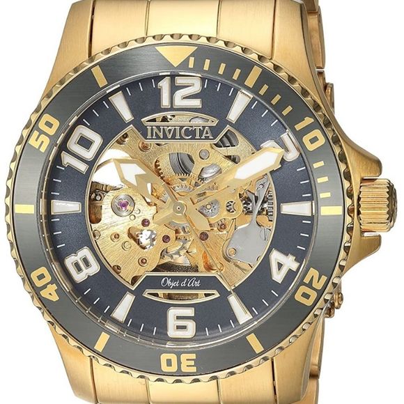 NEW Invicta Watch Gold Skeleton Automatic Winding - Picture 1 of 3